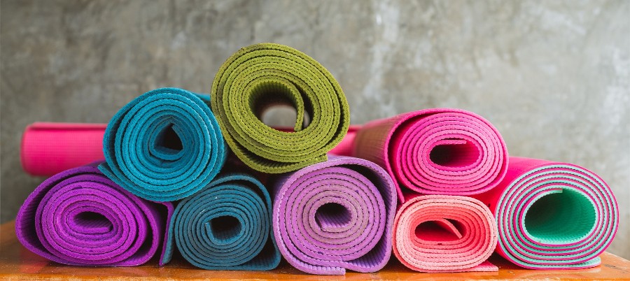Rolled yoga mats